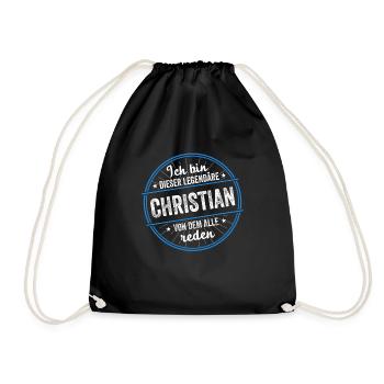 Ich bin dieser legendärer Christian Name - Turnbeutel - Schwarz - Vorne