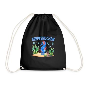 Seepferdchen Abzeichen Seepferdchen bestanden - Turnbeutel - Schwarz - Vorne