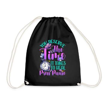 Healing Heal Health Healthcare Relax Therapy Time - Drawstring Bag - black - Front