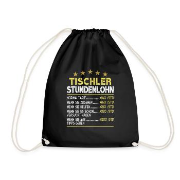 Tischler Stundensatz Stundenlohn - Turnbeutel - Schwarz - Vorne