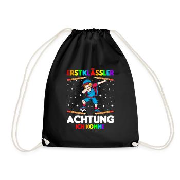 Erstklässler Schulkind Einschulung Fußball - Turnbeutel - Schwarz - Vorne