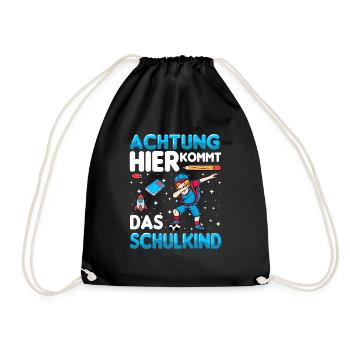 Achtung hier kommt das Schulkind - Turnbeutel - Schwarz - Vorne