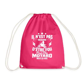Pas obligatoire d'être fou pour être motard - Sac de sport léger - fuchsia - Devant