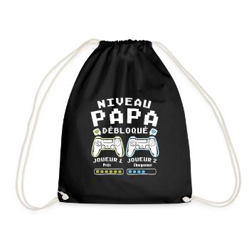 Niveau Papa Débloqué Cadeau Drôle Nouveau Papa - Sac de sport léger - noir - Devant