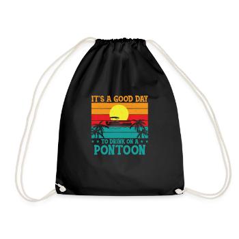 It's A Good Day To Drink On A Boat Funny Pontoon - Drawstring Bag - black - Front