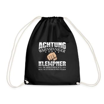 Klempner Achtung wahnsinniger Heizungsbauer - Turnbeutel - Schwarz - Vorne