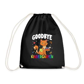 Goodbye Kindergarten Katze Einschulung Schule - Turnbeutel - Schwarz - Vorne