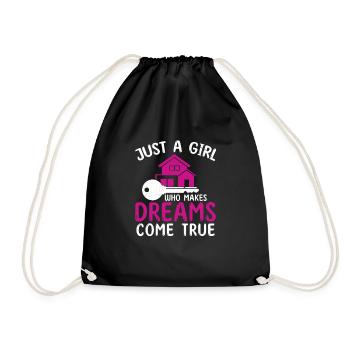 Just A Girl Funny Property Management For Real - Drawstring Bag - black - Front