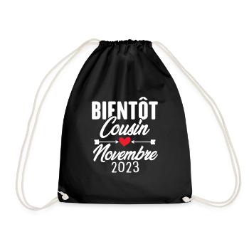 Bientôt Cousin Novembre 2023, Annonce Grossesse - Sac de sport léger - noir - Devant