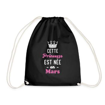 Cette princesse est née en mars - Sac de sport léger - noir - Devant