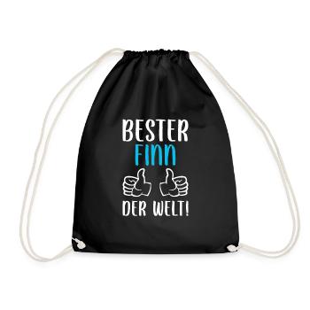 Finn Vorname Name Geburtstag - Turnbeutel - Schwarz - Vorne