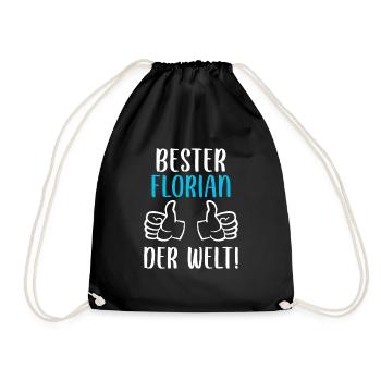 Florian Vorname Name Geburtstag - Turnbeutel - Schwarz - Vorne