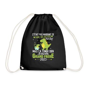 Je vais être grand frère 2023 / Cadeau grand frère - Sac de sport léger - noir - Devant