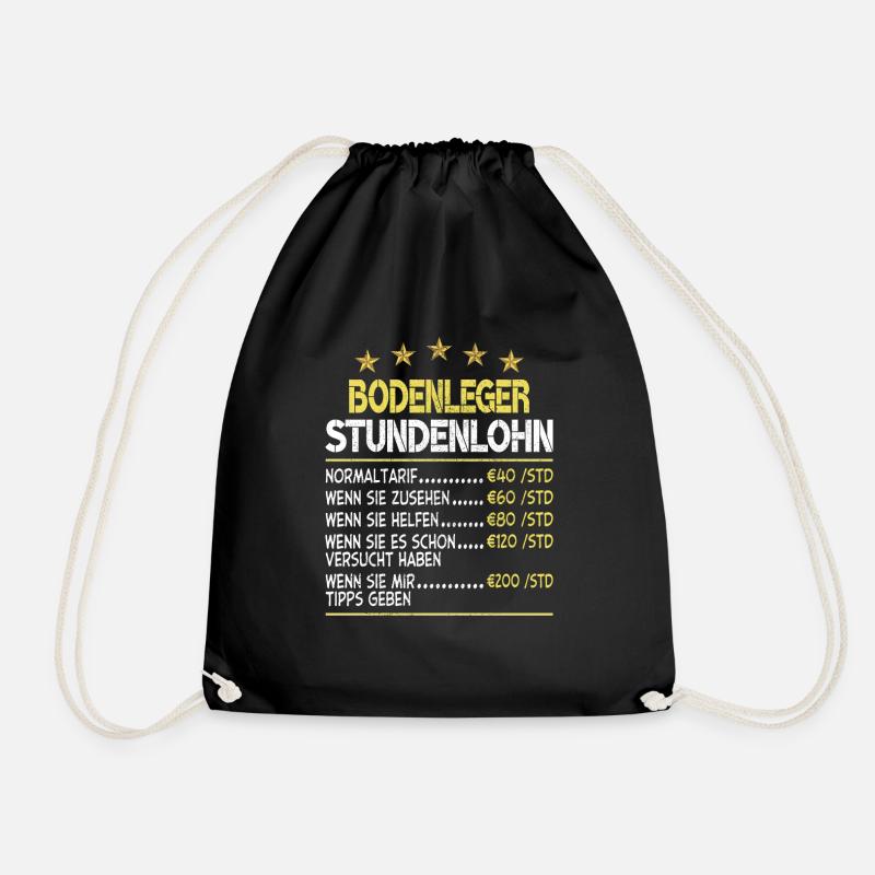 Bodenleger Stundenlohn - Turnbeutel - Schwarz