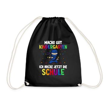 Machs gut Kindergarten ich rocke jetzt die Schule - Turnbeutel - Schwarz - Vorne