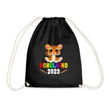 Schulkind 2023 Tiger - Turnbeutel - Schwarz - Vorne