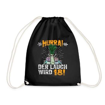 Hurra der Lauch wird 18 - Turnbeutel - Schwarz - Vorne
