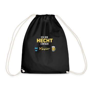 Ich Bin Hecht Simple Needs Funny Angler Fisherman - Drawstring Bag - black - Front