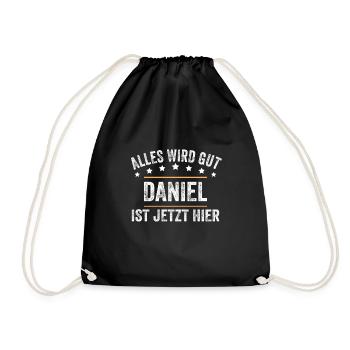 Daniel Vorname Name Geburtstag - Turnbeutel - Schwarz - Vorne