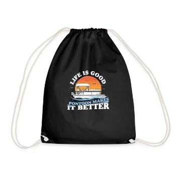 Life Is Good Funny Pontoon Sailing For Pontooning - Drawstring Bag - black - Front