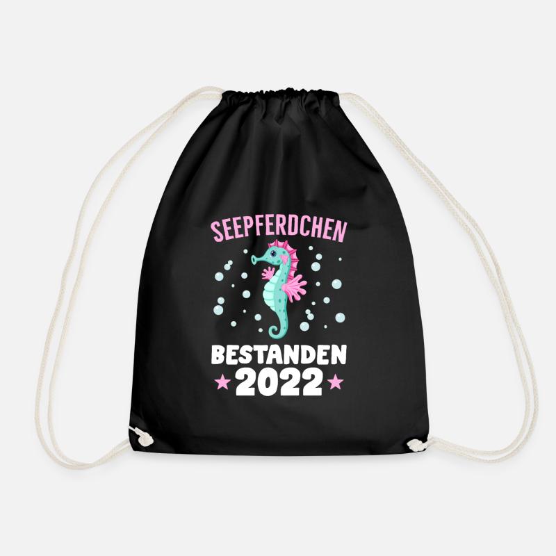 Seepferdchen Abzeichen Seepferdchen bestanden 2022 - Turnbeutel - Schwarz
