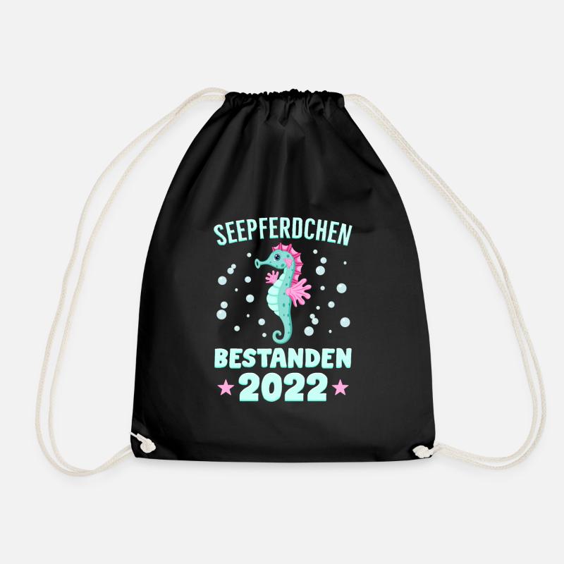 Seepferdchen Abzeichen Seepferdchen bestanden 2022 - Turnbeutel - Schwarz