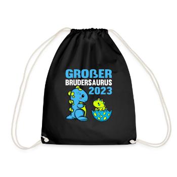 Großer Bruder 2023 Dino Dinosaurier Geschwister - Turnbeutel - Schwarz - Vorne