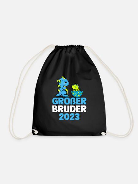 Großer Bruder 2023 Dino Dinosaurier Geschwister - Turnbeutel - Schwarz