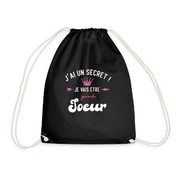 J'ai un secret je vais être grande sœur - Sac de sport léger - noir - Devant