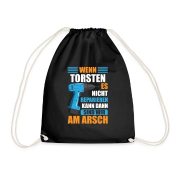 Torsten Vorname Name Geburtstag Reparieren - Turnbeutel - Schwarz - Vorne