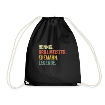 Dennis Grillmeister Ehemann Vorname Grillen - Turnbeutel - Schwarz - Vorne