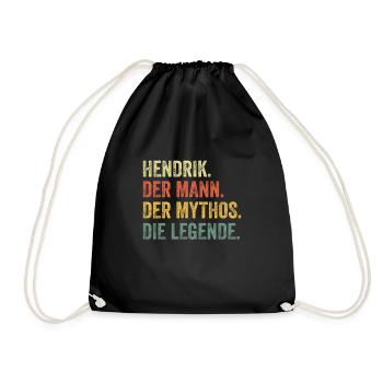 Hendrik Mann Mythos Legende Vorname Name - Turnbeutel - Schwarz - Vorne
