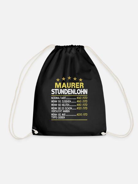 Maurer Stundensatz Stundenlohn - Turnbeutel - Schwarz