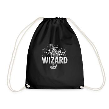 Harp Wizard Funny Orchestra Harfenspieler - Turnbeutel - Schwarz - Vorne