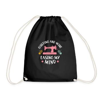 Funny Machine Quilting Quilt Humor For A Wine - Drawstring Bag - black - Front