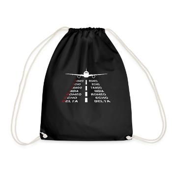 Pensionierter Pilot Phonetic Alphabet Aviation Plane - Turnbeutel - Schwarz - Vorne