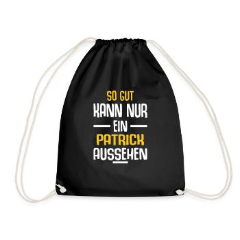 Patrick Vorname Name Geburtstag - Turnbeutel - Schwarz - Vorne