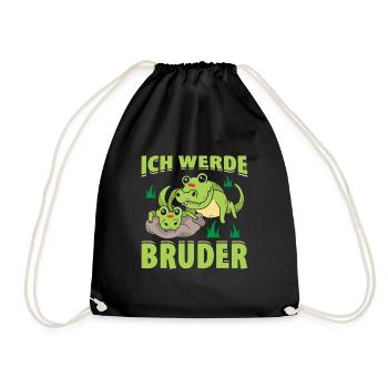 Ich Werde Bruder Krokodil Geschenk - Turnbeutel - Schwarz - Vorne
