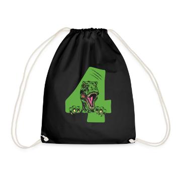 Enfants 4ème anniversaire 4 ans Dino Dinosaur - Sac de sport léger - noir - Devant