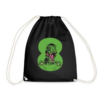 Children 8th birthday 8 years Dino Dinosaur - Drawstring Bag - black - Front