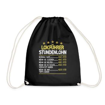 Lokführer Stundensatz Stundenlohn - Turnbeutel - Schwarz - Vorne