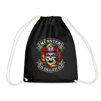 Münster biker gift it escalates anyway Münster - Drawstring Bag - black - Front