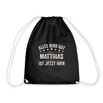 Matthias Vorname Name Geburtstag - Turnbeutel - Schwarz - Vorne