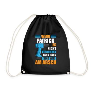 Patrick Vorname Name Geburtstag Reparieren - Turnbeutel - Schwarz - Vorne