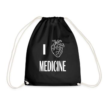 I Love Medicine Heart Anatomy Doctor Medicine - Drawstring Bag - black - Front
