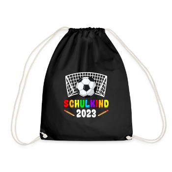 Einschulung Fußball Schulkind 2023 1. Klasse - Turnbeutel - Schwarz - Vorne