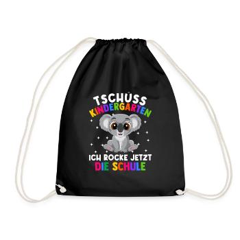 Tschüss Kindergarten ich rocke jetzt die Schule - Turnbeutel - Schwarz - Vorne