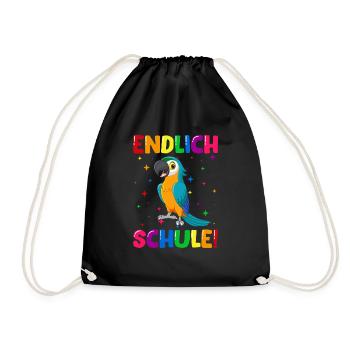 Endlich Schule Papagei 1. Klasse - Turnbeutel - Schwarz - Vorne