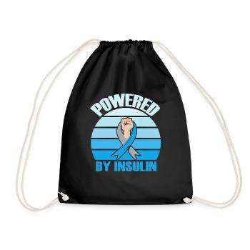 Powered By Insulin Diabetes Squad Disease Support - Drawstring Bag - black - Front
