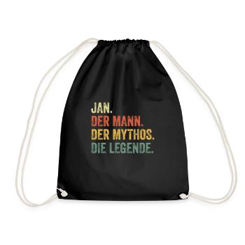Jan Mann Mythos Legende Vorname Name - Turnbeutel - Schwarz - Vorne